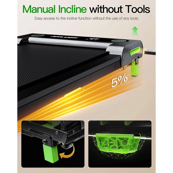 Akluer 480L‑A gyaloglópad emelkedéssel, 2.5HP csendes motorral, távirányítóval, LED kijelzővel, 150 kg teherbírással