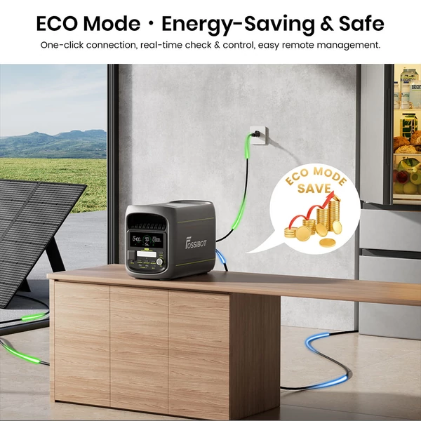 FOSSiBOT F1800 hordozható erőmű – 1024Wh LiFePO4, 1800W AC, villámgyors AC/napenergia‑töltés, többportos kimenet, appvezérlés, csendes UPS