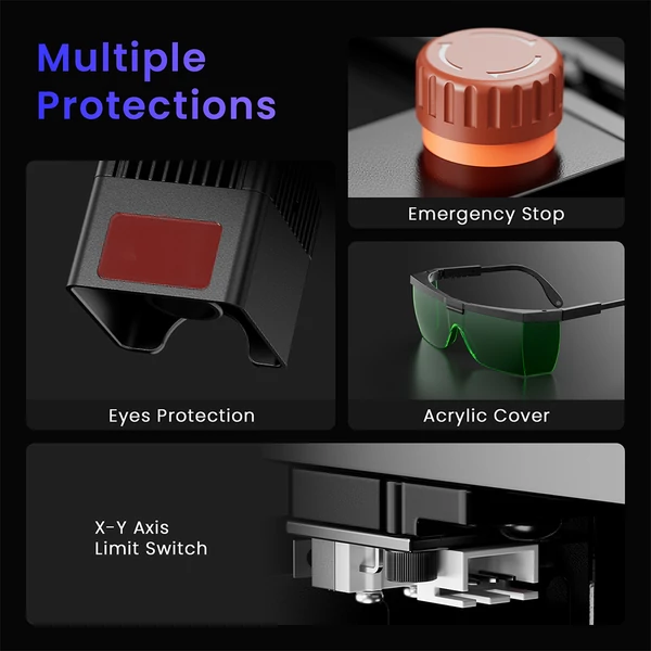 LONGER Ray5 Mini 5.5W lézergravírozó – 0.08mm pont, 12000mm/perc, 130×130mm, 8mm vágás, WiFi/USB/App, fa/akril/bőr/fém/kerámia