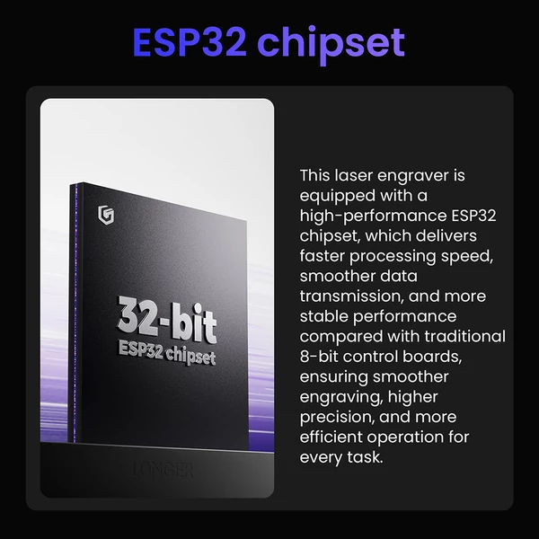 LONGER Ray5 Mini 5.5W lézergravírozó – 0.08mm pont, 12000mm/perc, 130×130mm, 8mm vágás, WiFi/USB/App, fa/akril/bőr/fém/kerámia