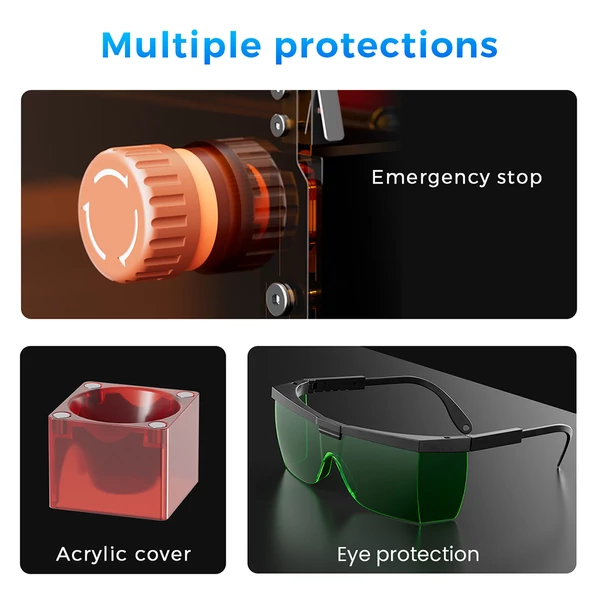 LONGER Ray5 MiniS 10W zárt lézergravírozó – Class 1 védelem, 0,1 mm pontosság, 12000 mm/perc, 130×120 mm, 20 mm vágás, WiFi/USB/App