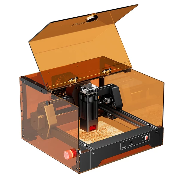 LONGER Ray5 MiniS 5.5W zárt lézergravírozó – Class 1 védelem, 0,08 mm pontosság, 12000 mm/perc, 130×120 mm, 8 mm vágás, WiFi/USB/App, fa/akril/bőr/fém