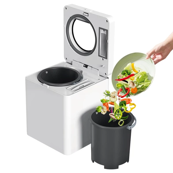BEECO HQD‑260‑Plus konyhai komposztáló, 2.5L, gyors szárítás és darálás, 550W, szagtalan aktívszén szűrővel, digitális kijelző – Fehér