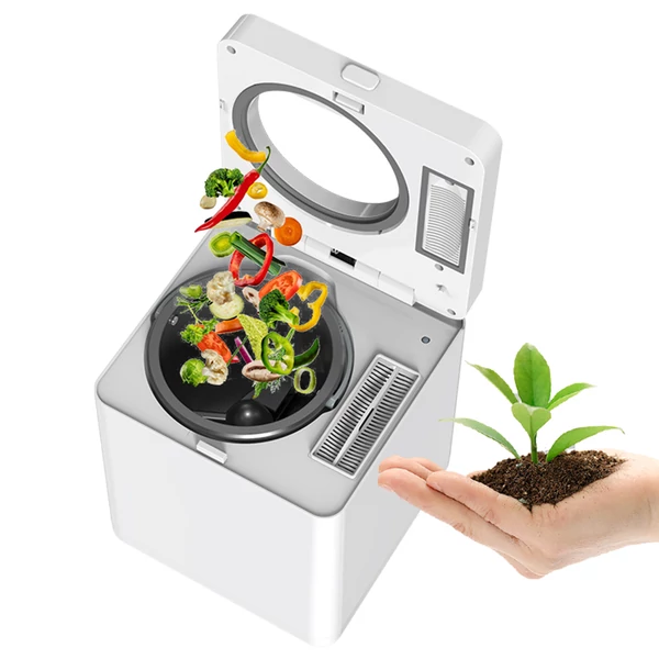 BEECO HQD‑260‑Plus konyhai komposztáló, 2.5L, gyors szárítás és darálás, 550W, szagtalan aktívszén szűrővel, digitális kijelző – Fehér