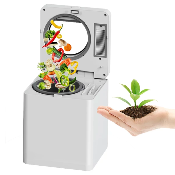 BEECO HQD‑260‑Plus konyhai komposztáló, 2.5L, gyors szárítás és darálás, 550W, szagtalan aktívszén szűrővel, digitális kijelző – Fehér