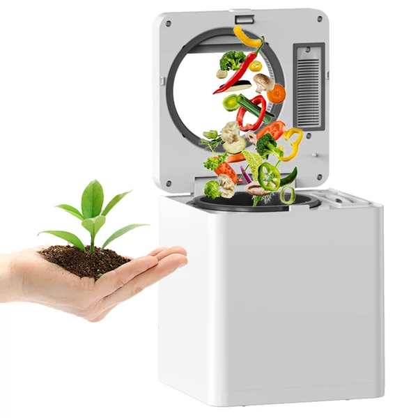 BEECO HQD‑260‑Plus konyhai komposztáló, 2.5L, gyors szárítás és darálás, 550W, szagtalan aktívszén szűrővel, digitális kijelző – Fehér