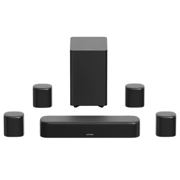 Ultimea Aura S4T 7.1 hangrendszer mélynyomóval, 4 surround hangfallal, 360° virtuális térhangzás, HDMI eARC, Bluetooth 6.0