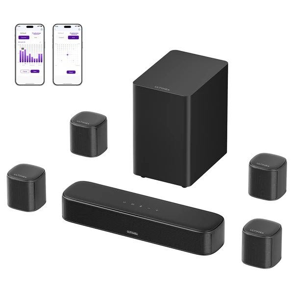Ultimea Aura S4T 7.1 hangrendszer mélynyomóval, 4 surround hangfallal, 360° virtuális térhangzás, HDMI eARC, Bluetooth 6.0
