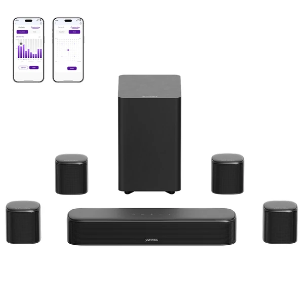 Ultimea Aura S4T 7.1 hangrendszer mélynyomóval, 4 surround hangfallal, 360° virtuális térhangzás, HDMI eARC, Bluetooth 6.0