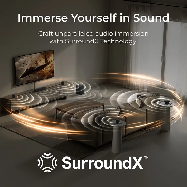 Ultimea Aura S4T 7.1 hangrendszer mélynyomóval, 4 surround hangfallal, 360° virtuális térhangzás, HDMI eARC, Bluetooth 6.0