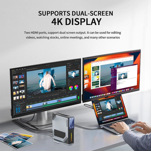 FIREBAT S1 mini PC – Intel N100, 16GB RAM, 512GB SSD, dupla HDMI kijelző, WiFi 5, BT 4.2, USB3.2, LAN