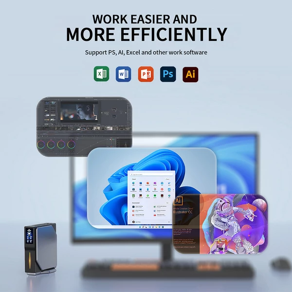 FIREBAT S1 mini PC – Intel N100, 16GB RAM, 512GB SSD, dupla HDMI kijelző, WiFi 5, BT 4.2, USB3.2, LAN