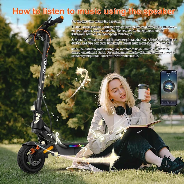 CUNFON RS500 elektromos roller – 500W motor, 36V 13Ah akku, 56 km hatótáv, 40 km/h, 9.5" kerék, 15° emelkedő, tárcsafék, 100 kg teherbírás