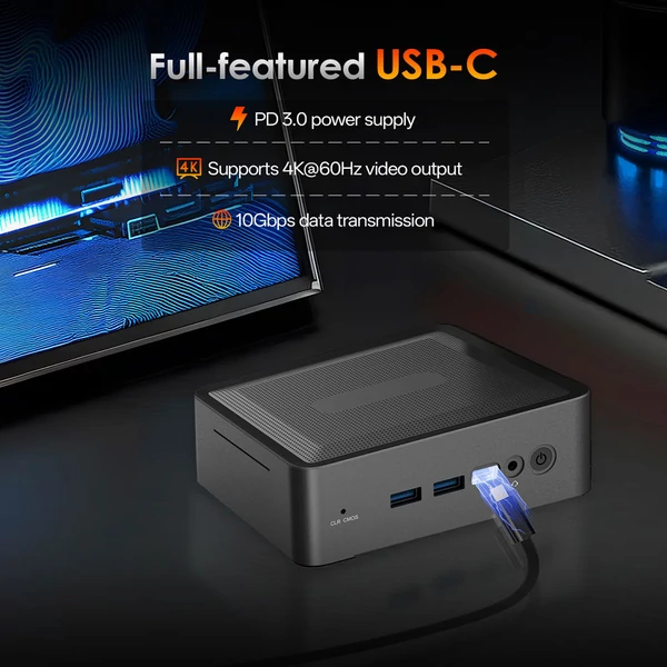 MINIHYPER U58 mini PC – Ryzen 7 5825U, 16GB RAM, 512GB SSD, Vega 8, 3×4K kijelző, WiFi 6E, BT 5.2, bővíthető tárhely