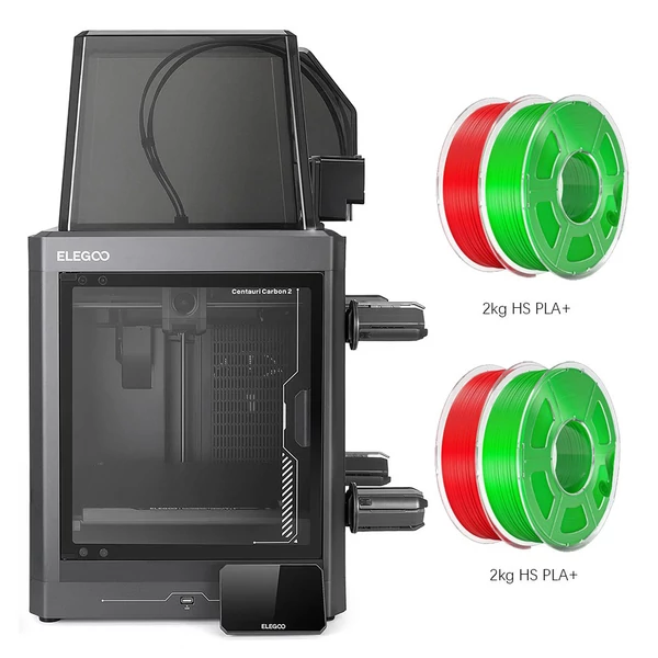 Elegoo Centauri Carbon 2 3D nyomtató csomag + 4kg HS PLA+ filament (2kg piros/zöld)