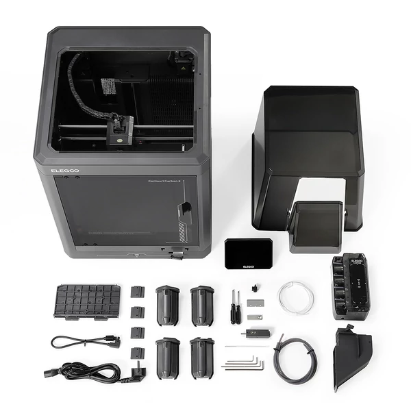 Elegoo Centauri Carbon 2 Combo 3D nyomtató – 4 szín, CoreXY 500 mm/s, 350 °C fúvóka, karbon/PLA/ABS kompatibilis, LED, 256×256×256 mm