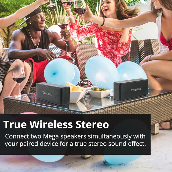 Tronsmart Mega SoundPulse Bluetooth hangszóró – 40W, 3D digitális hang, TWS, érintésvezérlés - fekete