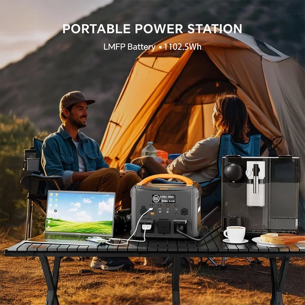 NEWSMY S1210 hordozható erőmű 2000W (3000W csúcs), 1102Wh LiFePO₄ akkumulátorral, 1300W gyorstöltéssel, MPPT napelemes támogatással, otthonra és kempinghez