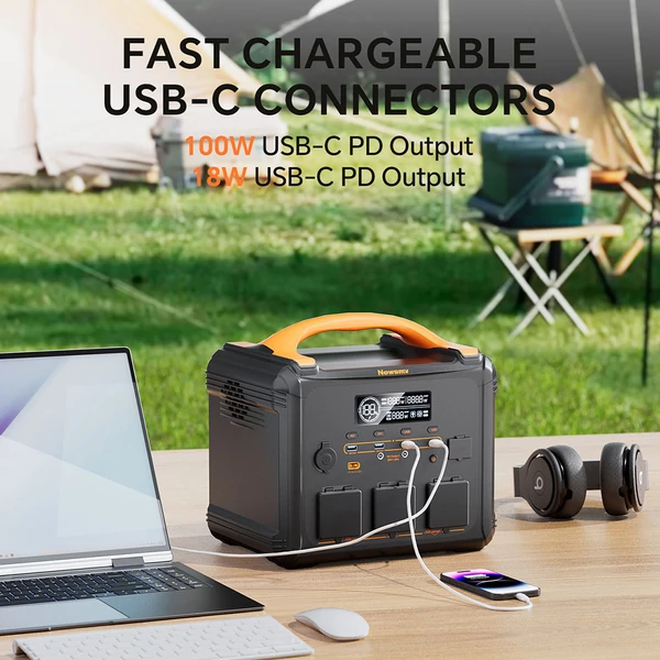 NEWSMY S1210 hordozható erőmű 2000W (3000W csúcs), 1102Wh LiFePO₄ akkumulátorral, 1300W gyorstöltéssel, MPPT napelemes támogatással, otthonra és kempinghez