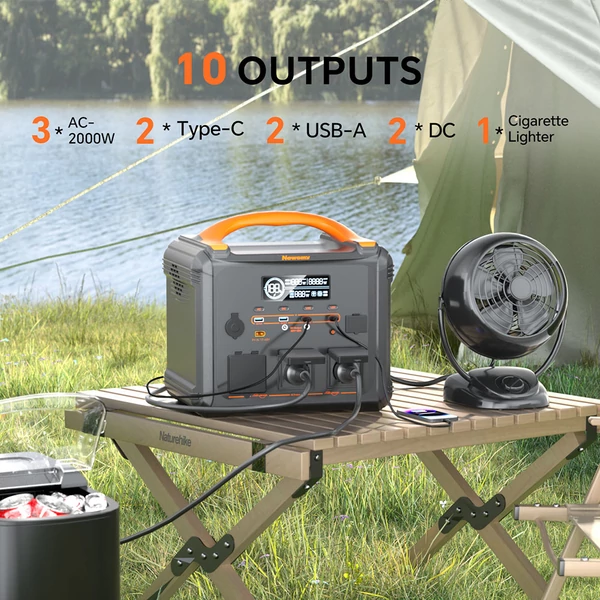 NEWSMY S1210 hordozható erőmű 2000W (3000W csúcs), 1102Wh LiFePO₄ akkumulátorral, 1300W gyorstöltéssel, MPPT napelemes támogatással, otthonra és kempinghez