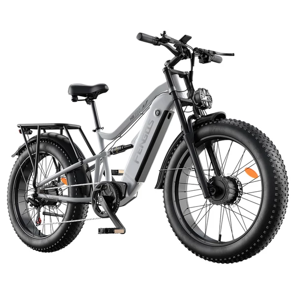 FENGQS H6PRO elektromos kerékpár, 2x1000W, 52V 17,5Ah, 26x4.0 fat bike gumi, 60 km/h, 140 km hatótáv, 7 fokozat, LCD – Fehér