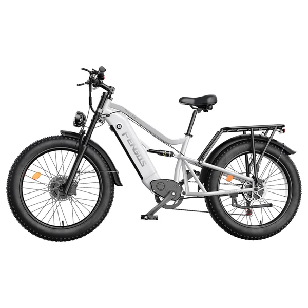 FENGQS H6PRO elektromos kerékpár, 2x1000W, 52V 17,5Ah, 26x4.0 fat bike gumi, 60 km/h, 140 km hatótáv, 7 fokozat, LCD – Fehér