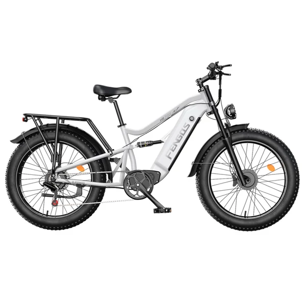FENGQS H6PRO elektromos kerékpár, 2x1000W, 52V 17,5Ah, 26x4.0 fat bike gumi, 60 km/h, 140 km hatótáv, 7 fokozat, LCD – Fehér