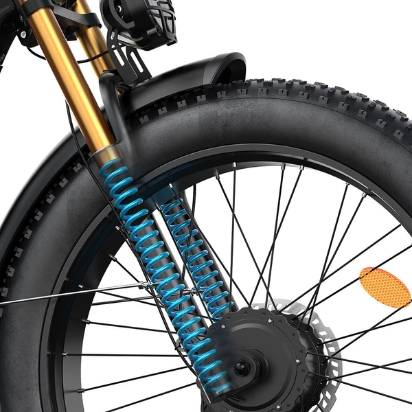 FENGQS H6PRO elektromos kerékpár, 2x1000W, 52V 17,5Ah, 26x4.0 fat bike gumi, 60 km/h, 140 km hatótáv, 7 fokozat, LCD – Fehér