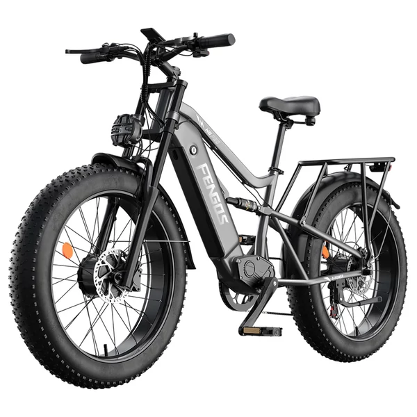 FENGQS H6PRO elektromos kerékpár, 2x1000W, 52V 17,5Ah, 26x4.0 fat bike gumi, 60 km/h, 140 km hatótáv, 7 fokozat, LCD – Szürke