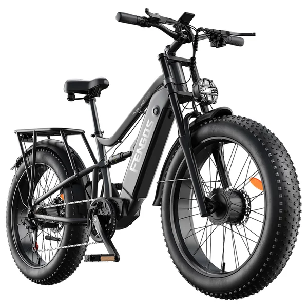 FENGQS H6PRO elektromos kerékpár, 2x1000W, 52V 17,5Ah, 26x4.0 fat bike gumi, 60 km/h, 140 km hatótáv, 7 fokozat, LCD – Szürke
