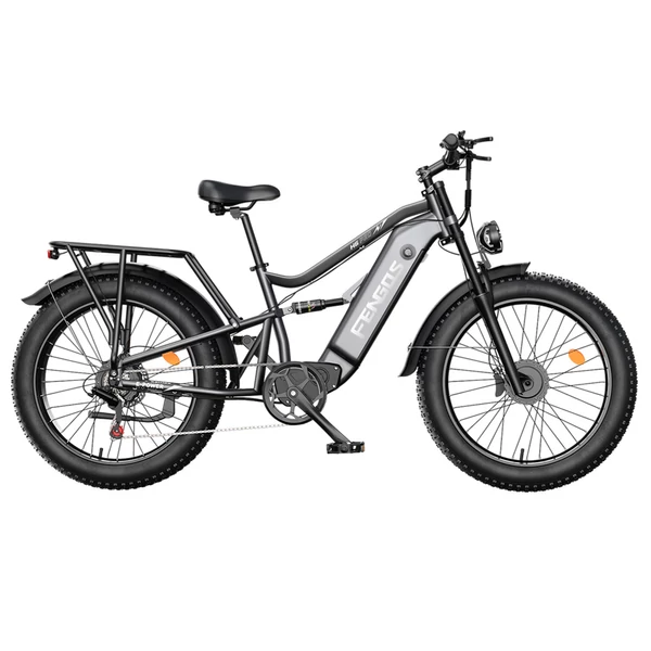 FENGQS H6PRO elektromos kerékpár, 2x1000W, 52V 17,5Ah, 26x4.0 fat bike gumi, 60 km/h, 140 km hatótáv, 7 fokozat, LCD – Szürke