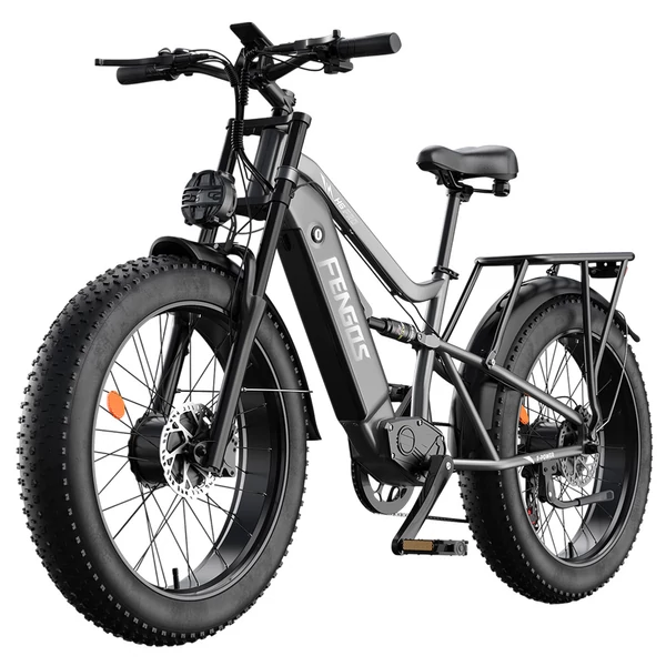 FENGQS H6PRO elektromos kerékpár, 2x1000W, 52V 17,5Ah, 26x4.0 fat bike gumi, 60 km/h, 140 km hatótáv, 7 fokozat, LCD – Szürke