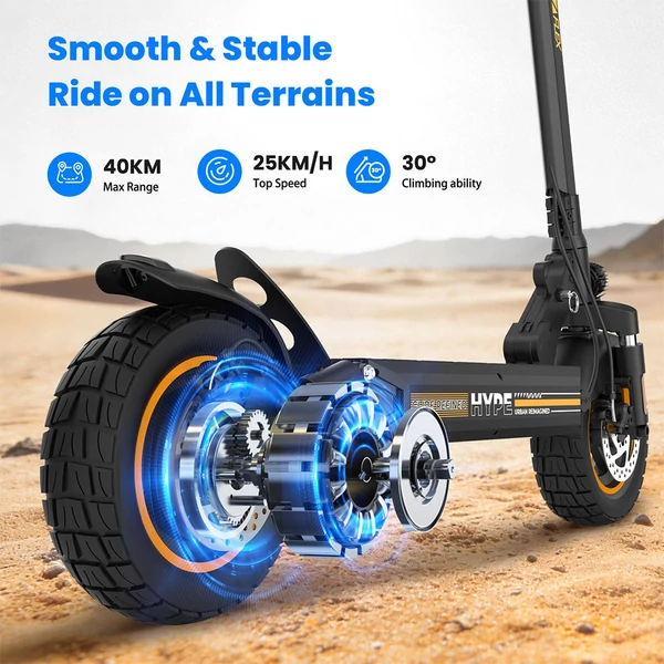 W9air elektromos roller, 500W motorral, 48V10Ah akkuval, 25 km/h, 40 km hatótáv, 10” terepgumi, első–hátsó rugózás, 150 kg teherbírás