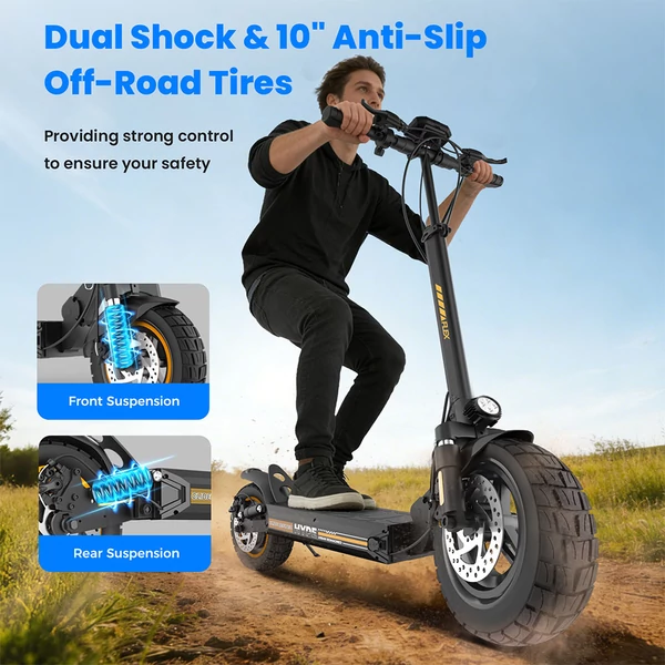 W9air elektromos roller, 500W motorral, 48V10Ah akkuval, 25 km/h, 40 km hatótáv, 10” terepgumi, első–hátsó rugózás, 150 kg teherbírás