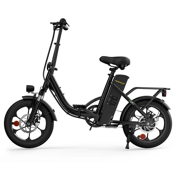 U4 összecsukható elektromos kerékpár, 500W motor, 36V 10.4Ah akku, 90 km hatótáv, 30 km/h, 16” kerék, első rugózás, dupla tárcsafék, LCD kijelző