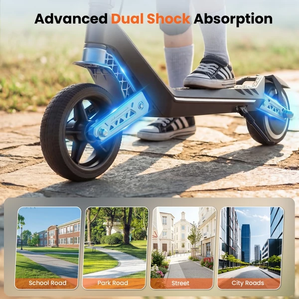 iScooter K6 gyerek elektromos roller, 150W motorral, 16 km/h, 9 km hatótáv, állítható, összecsukható, LED-del és Bluetooth-szal