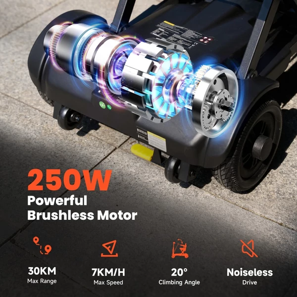 iScooter X11 elektromos moped, 250W motorral, 24V 15.6Ah akkuval, 7 km/h, 35 km hatótáv, stabil 4 kerekű kialakítás, LED kijelző, 120 kg teherbírás