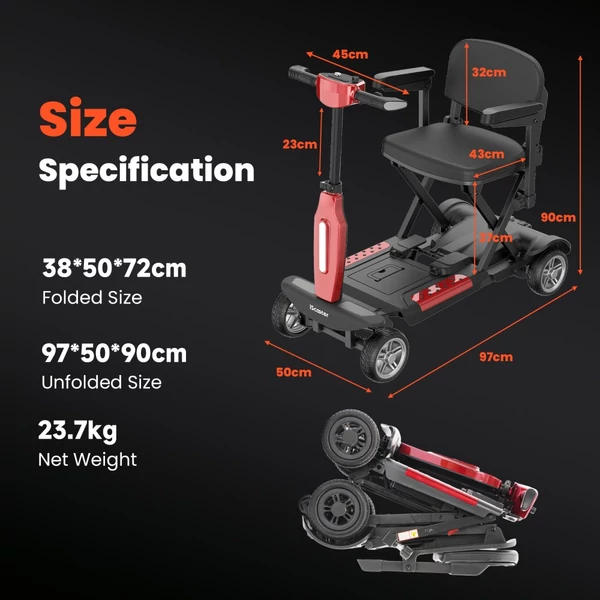 iScooter X11 elektromos moped, 250W motorral, 24V 15.6Ah akkuval, 7 km/h, 35 km hatótáv, stabil 4 kerekű kialakítás, LED kijelző, 120 kg teherbírás
