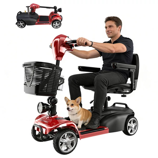 iScooter X02 elektromos négykerekű moped, 300W motorral, 24V 12Ah akkuval, 8 km/h sebességgel és 25 km hatótávval