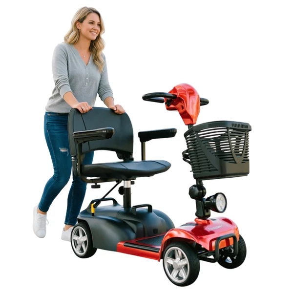 iScooter X02 elektromos négykerekű moped, 300W motorral, 24V 12Ah akkuval, 8 km/h sebességgel és 25 km hatótávval