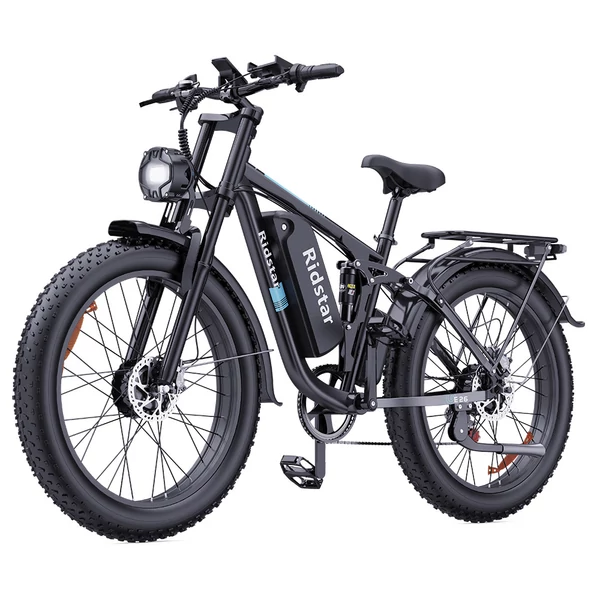 Ridstar E26 Pro elektromos kerékpár – 2×1000W motor, 48V 23Ah akku, 26×4” fat bike, 49 km/h, 75 km hatótáv, hidraulikus fék, teljes felfüggesztés