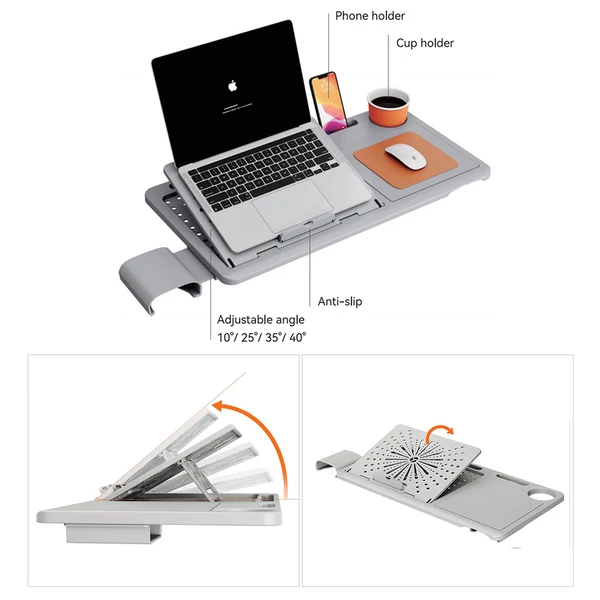 NEWTRAL NT002 ergonomikus szék lábtartóval + levehető munkafelület - Szürke
