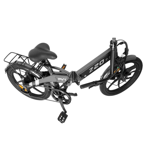 PVY Z20 Pro összecsukható elektromos kerékpár, 250W, 36V 14Ah kivehető akkumulátor, 20×2.3” gumi, akár 100 km hatótáv, Shimano 6 sebesség – Szürke
