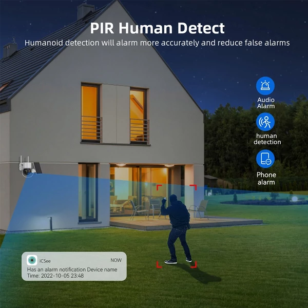 Hiseeu WTD512 1080P WiFi napelemes kamera, 5× zoommal, PIR mozgásérzékeléssel és kétirányú hanggal