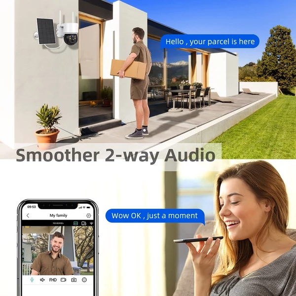 Hiseeu WTD512 1080P WiFi napelemes kamera, 5× zoommal, PIR mozgásérzékeléssel és kétirányú hanggal