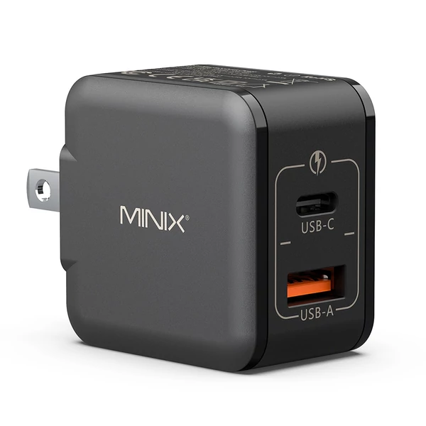 MINIX P1 Mini 33W univerzális dupla portos töltő, USB‑A + USB‑C gyorstöltés