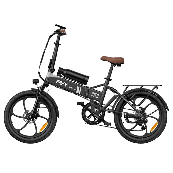 PVY Z20 Max elektromos kerékpár 750W motorral, 36V 25.6Ah akkuval, 20×2.3” kerékkel, 25 km/h, akár 200 km hatótáv, hidraulikus fék, Shimano 7 sebesség – Szürke