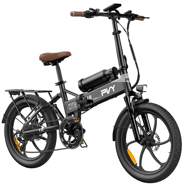 PVY Z20 Max elektromos kerékpár 750W motorral, 36V 25.6Ah akkuval, 20×2.3” kerékkel, 25 km/h, akár 200 km hatótáv, hidraulikus fék, Shimano 7 sebesség – Szürke