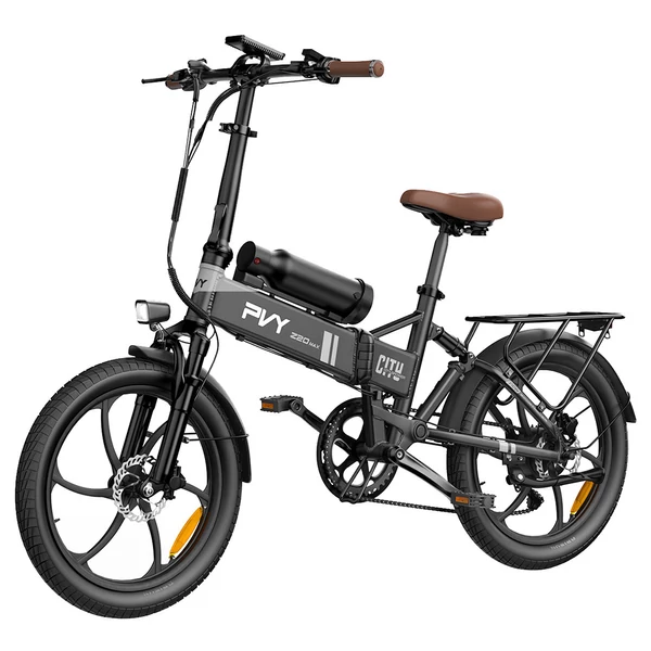 PVY Z20 Max elektromos kerékpár 750W motorral, 36V 25.6Ah akkuval, 20×2.3” kerékkel, 25 km/h, akár 200 km hatótáv, hidraulikus fék, Shimano 7 sebesség – Szürke