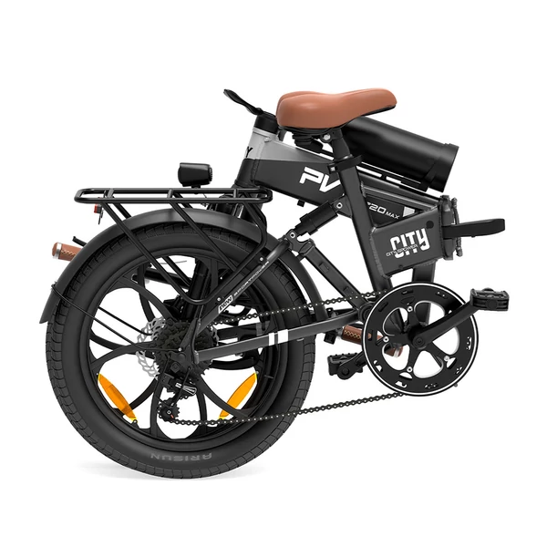 PVY Z20 Max elektromos kerékpár 750W motorral, 36V 25.6Ah akkuval, 20×2.3” kerékkel, 25 km/h, akár 200 km hatótáv, hidraulikus fék, Shimano 7 sebesség – Szürke
